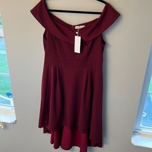 NWT off the shoulder burgundy 2X High low dress